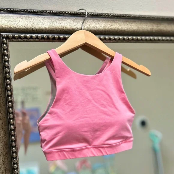 Lululemon Hot Pink High Neck Sports Bra | Banded Back | Like-New - Picture 4 of 5
